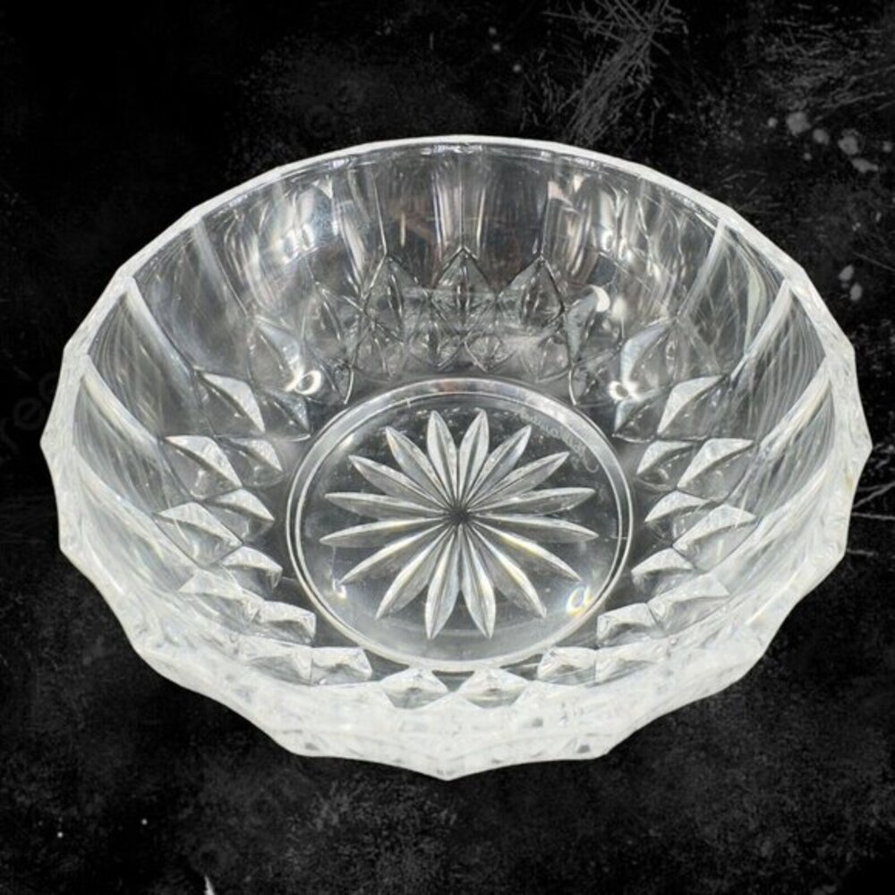 Val St. Lambert Crystal Clear Glass‎ Round Dish Bowl Signed On Bottom Vintage